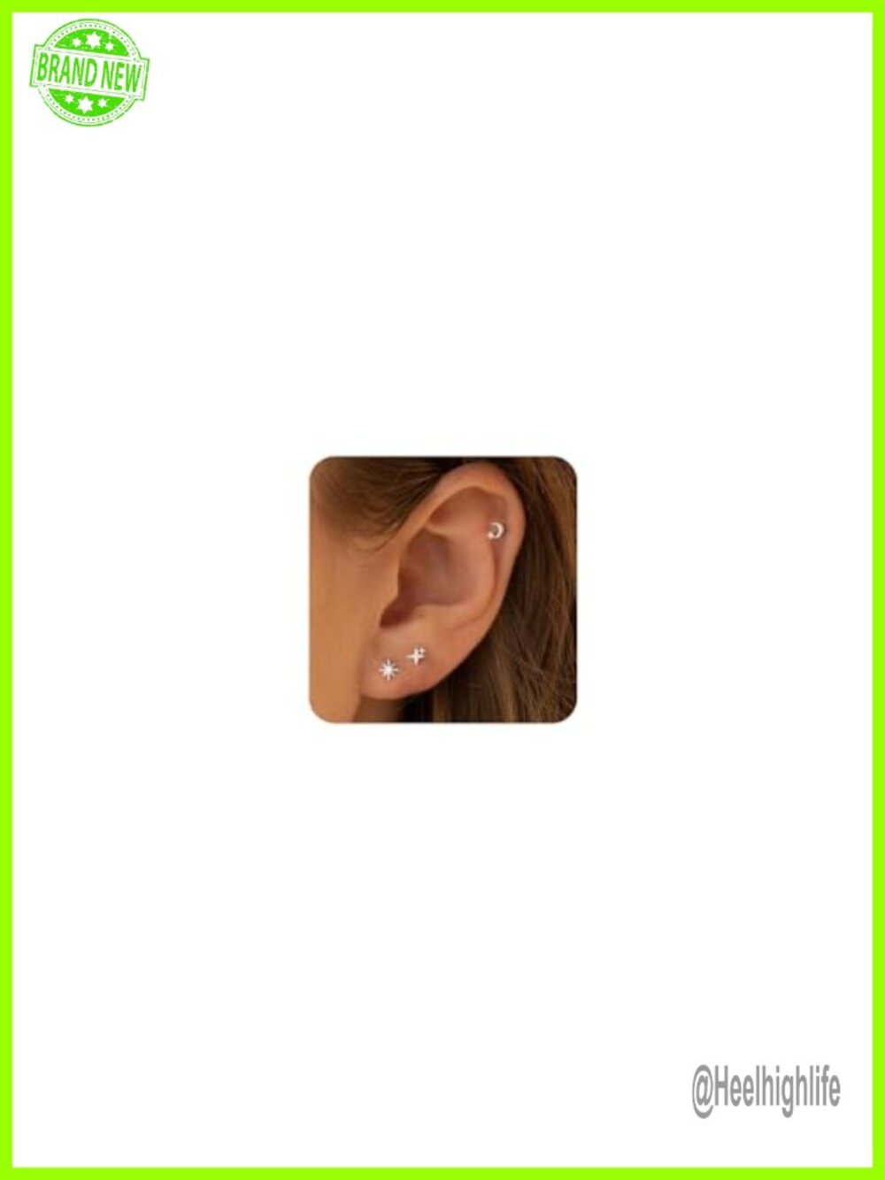 Tiny Flat Back Stud Earrings 14K Silver Plated Hypoallergenic Cartilage Set